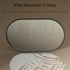 EMKE Miroir mural 50 x 70 cm Miroir ovale avec cadre noir, Miroir non lumineux salle de bain