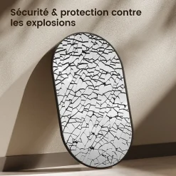 EMKE Miroir mural 50 x 70 cm Miroir ovale avec cadre noir, Miroir non lumineux salle de bain