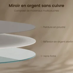 EMKE Miroir mural 60 x 100 cm Miroir ovale avec cadre doré, Miroir non lumineux salle de bain