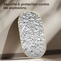 EMKE Miroir mural 60 x 100 cm Miroir ovale avec cadre doré, Miroir non lumineux salle de bain