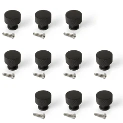 Emuca Lot de 10 boutons pour meubles Argos, diamètre 30mm, Aluminium, Peint en noir