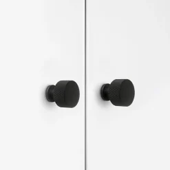 Emuca Lot de 10 boutons pour meubles Argos, diamètre 30mm, Aluminium, Peint en noir