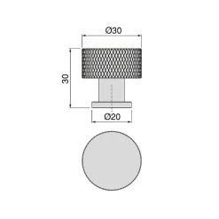 Emuca Lot de 10 boutons pour meubles Argos, diamètre 30mm, Aluminium, Peint en noir
