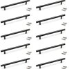 Emuca Lot de 10 poignées pour meubles Orlando, L210mm, entraxe 160mm, Acier, Peint en noir