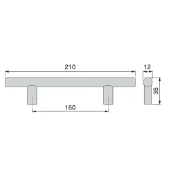 Emuca Lot de 10 poignées pour meubles Orlando, L210mm, entraxe 160mm, Acier, Peint en noir