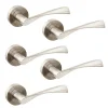 Emuca Lot de 5 poignées twist pour portes intérieures, avec rosace D.50mm, Aluminium, Nickel satiné