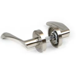 Emuca Lot de 5 poignées twist pour portes intérieures, avec rosace D.50mm, Aluminium, Nickel satiné