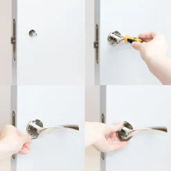 Emuca Lot de 5 poignées twist pour portes intérieures, avec rosace D.50mm, Aluminium, Nickel satiné
