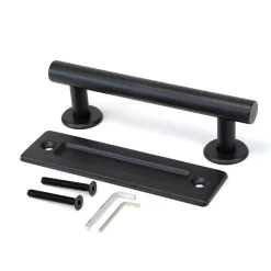 Emuca Poignée pour portes coulissantes en bois Pasadena, Longueur 240 mm, entraxe 180 mm, Acier, Noir texturé