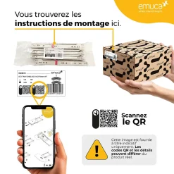 Emuca Poignée pour portes coulissantes en bois Pasadena, Longueur 240 mm, entraxe 180 mm, Acier, Noir texturé