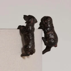 Ensemble 2 suspensions chiens résine 9x6x5cm