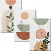 Ensemble 3 Tableaux sur Châssis Wallfluent 20x30 cm Formes Végétales Abstraites Déco Murale Minimaliste