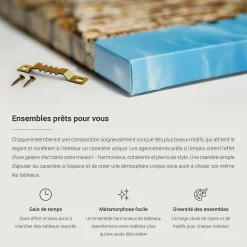 Ensemble 3 Tableaux sur Châssis Wallfluent 20x30 cm Formes Végétales Abstraites Déco Murale Minimaliste