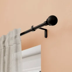 Ensemble barre à rideaux extensible Araxos métal noir Ø25/28cm 120/210cm GoodHome