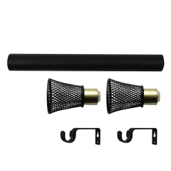 Ensemble barre à rideaux extensible embout cône GoodHome noir mat L.120/210 cm Ø16/19cm