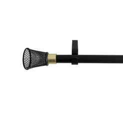 Ensemble barre à rideaux extensible embout cône GoodHome noir mat L.120/210 cm Ø16/19cm
