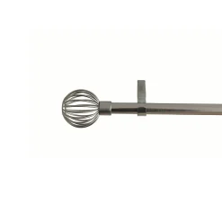 Ensemble barre à rideaux extensible embout cage Athens métal gris chromé Ø16/19cm 200/330cm GoodHome