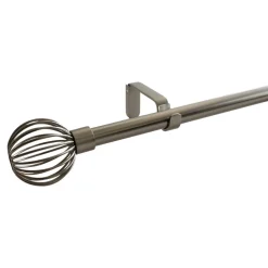 Ensemble barre à rideaux extensible embout cage Athens métal gris chromé Ø16/19cm 200/330cm GoodHome