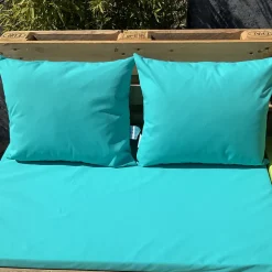 Ensemble de 2 coussins extérieurs pour salon palette (50x60 cm - Turquoise)