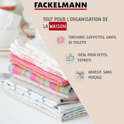 Ensemble de 2 Crochets muraux adhésif carré 5 x 5 cm Fackelmann Tecno