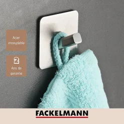 Ensemble de 2 Crochets muraux adhésif carré 5 x 5 cm Fackelmann Tecno