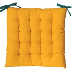 Ensemble de 4 Galettes de Chaise Bicolores 40x40cm en Bleu Canard et Moutarde