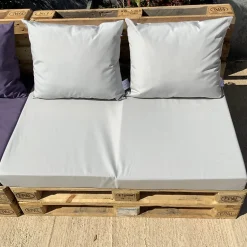 Ensemble de coussins palette en tissus téflon supérieur (80x120x5 cm - Gris clair)