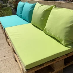 Ensemble de coussins palette en tissus téflon supérieur (80x120x10 cm - Vert clair)
