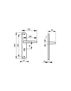 Ensemble de poignées pour porte de chambre Vesta trou de clé, carré 7mm, entr'axes 195mm, nickelé satiné - THIRARD