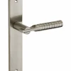 Ensemble de poignées pour porte intérieure Diane sans trou, carré 7mm, entr'axes 195mm, nickelé brossé - THIRARD