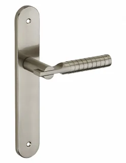 Ensemble de poignées pour porte intérieure Diane sans trou, carré 7mm, entr'axes 195mm, nickelé brossé - THIRARD