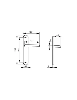 Ensemble de poignées pour porte intérieure Diane sans trou, carré 7mm, entr'axes 195mm, nickelé brossé - THIRARD