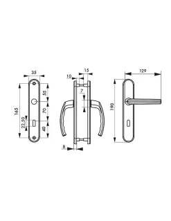 Ensemble de poignées pour porte de chambre Sultane trou de clé, carré 7mm, entr'axes 165mm, argent - THIRARD
