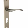 Ensemble de poignées pour porte d'entrée Vesta trou de cylindre, carré 7mm, entr'axes 195mm, nickelé satiné - THIRARD