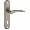 Ensemble de poignées pour porte de chambre Vesta trou de clé, carré 7mm, entr'axes 165mm, nickelé satiné - THIRARD