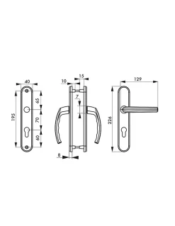 Ensemble de poignées pour porte d'entrée Sultane trou de cylindre, carré 7mm, entr'axes 195mm, blanc - THIRARD