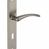 Ensemble de poignées pour porte de chambre Selene trou de clé, carré 7mm, entr'axes 195mm, nickelé satiné - THIRARD