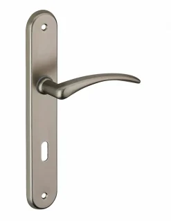 Ensemble de poignées pour porte de chambre Selene trou de clé, carré 7mm, entr'axes 195mm, nickelé satiné - THIRARD