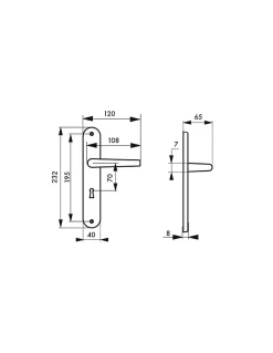 Ensemble de poignées pour porte de chambre Selene trou de clé, carré 7mm, entr'axes 195mm, nickelé satiné - THIRARD