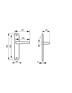 Ensemble de poignées pour porte intérieure Leto sans trou, carré 7mm, entr'axes 165mm, couleur F2 - THIRARD