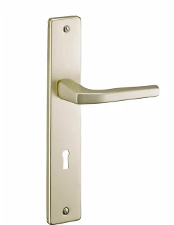 Ensemble de poignées pour porte intérieure Picardie trou de clé, carré 7mm, entr'axes 195mm, couleur champagne - THIRARD