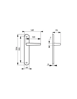 Ensemble de poignées pour porte intérieure Themis sans trou, carré 7mm, entr'axes 195mm, bois brut - THIRARD