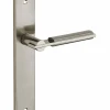 Ensemble de poignées pour porte intérieure Gaia sans trou, carré 7mm, entr'axes 195mm, nickelé brossé - THIRARD