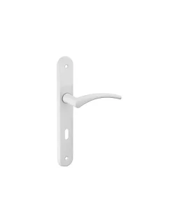 Ensemble de poignées pour porte intérieure Hebe trou de clé, carré 7mm, entr'axes 165mm, laqué blanc - THIRARD