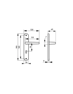 Ensemble de poignées pour porte intérieure Hebe trou de clé, carré 7mm, entr'axes 165mm, laqué blanc - THIRARD