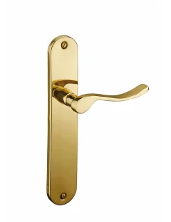 Ensemble de poignées pour porte intérieure Marianne sans trou, carré 7mm, entr'axes 195mm, laiton poli - THIRARD