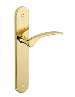 Ensemble de poignées pour porte intérieure Dionysos sans trou, carré 7mm, entr'axes 195mm, laitonné - THIRARD