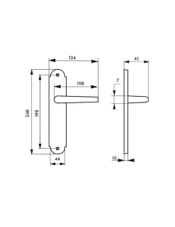 Ensemble de poignées pour porte intérieure Arthemis sans trou, carré 7mm, entr'axes 195mm, laiton patiné - THIRARD