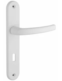Ensemble de poignées pour porte de chambre Sultane trou de clé, carré 7mm, entr'axes 195mm, blanc - THIRARD