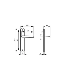 Ensemble de poignées pour porte intérieure Pelope sans trou, carré 7mm, entr'axes 195mm, argent - THIRARD